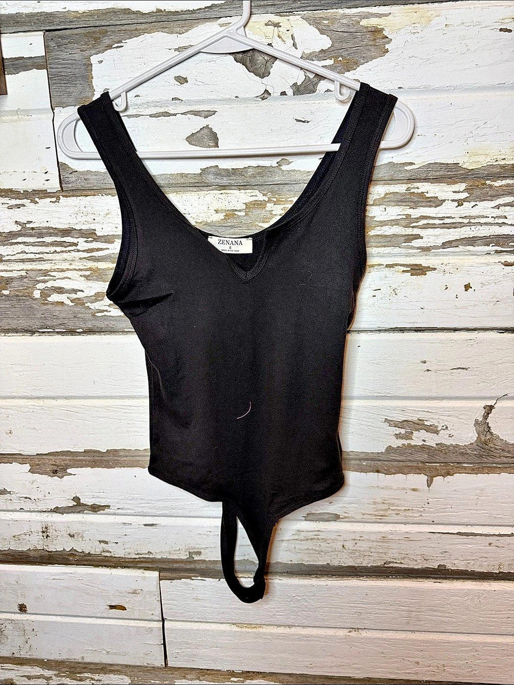 ZENANA Microfiber Notched Sleeveless Bodysuit Black Small(69